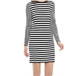 NWT Michael Kors Cranberry Mix Strips Long Sleeve Dress Sz. P/L